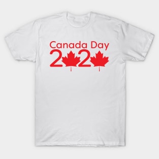 Canada Day 2020 - Red text and Maple leaf T-Shirt